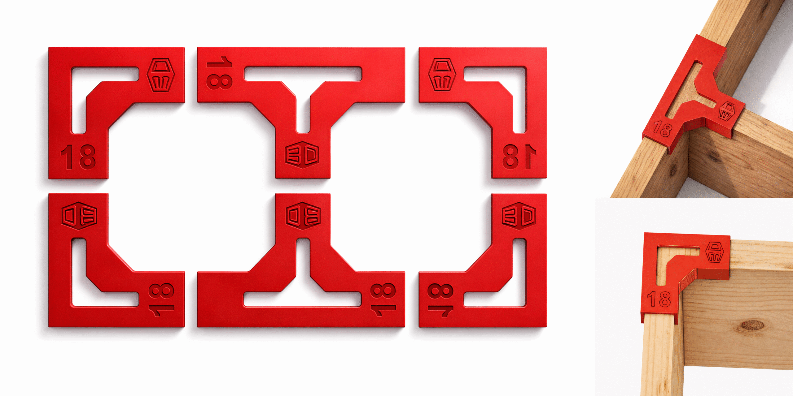 Zestaw uchwytów stolarskich Kątownik 18mm