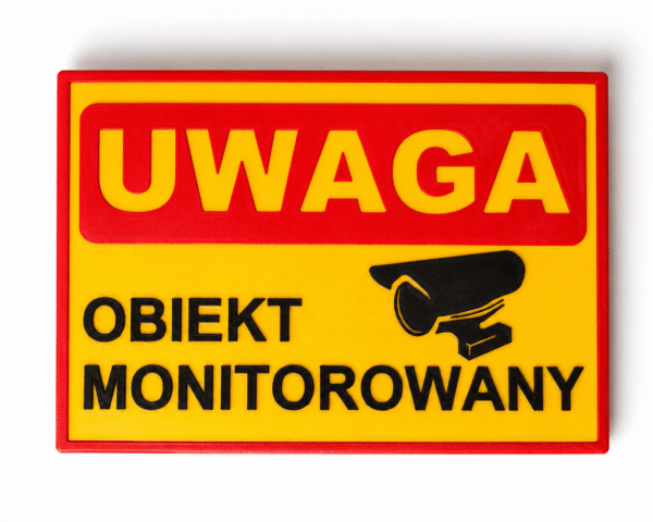 Tabliczka 3D „UWAGA OBIEKT MONITOROWANY”